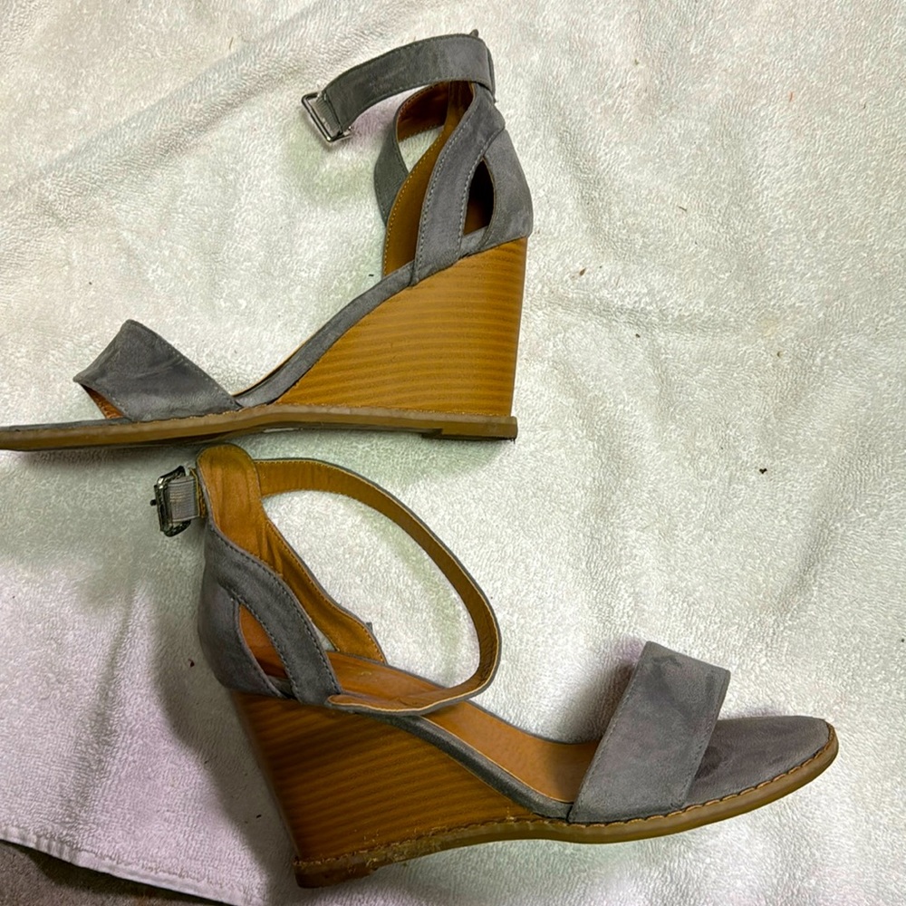Grey suede wedges